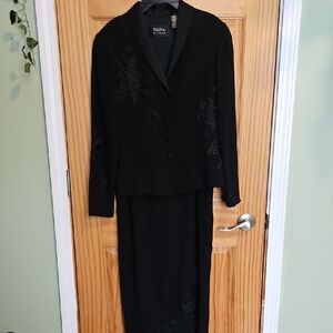 Dana Buchman Black with Floral Accents Dress And Jacket